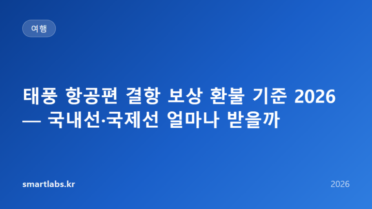 태풍 항공편 결항 보상 환불 기준 2026 — 국내선·국제선 얼마나 받을까