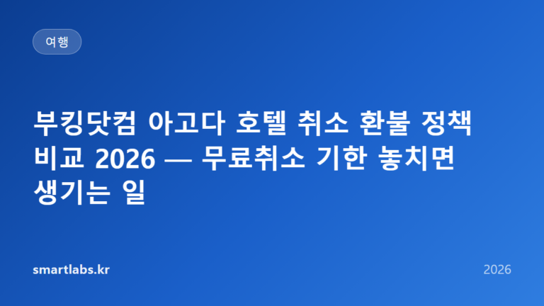 부킹닷컴 아고다 호텔 취소 환불 정책 비교 2026 — 무료취소 기한 놓치면 생기는 일