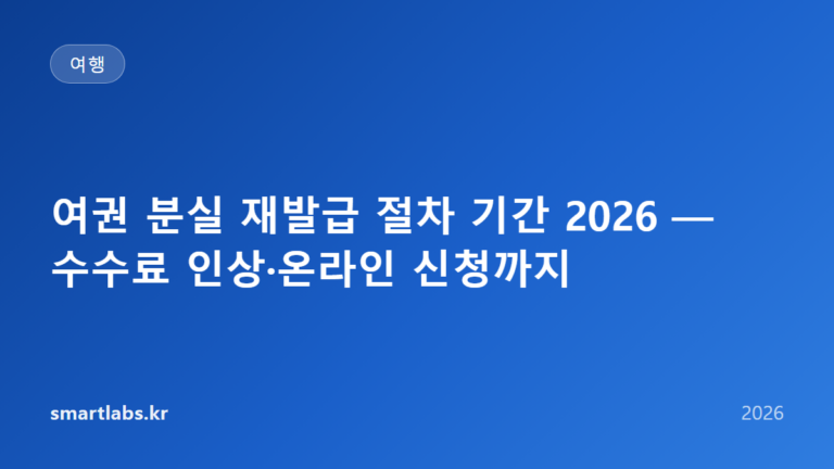 여권 분실 재발급 절차 기간 2026 — 수수료 인상·온라인 신청까지