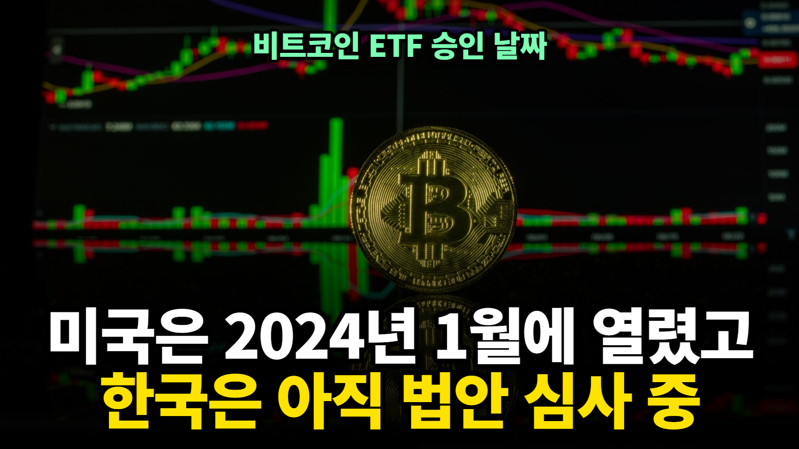 비트코인 ETF 승인 날짜 설명용 비트코인 시세 차트 화면