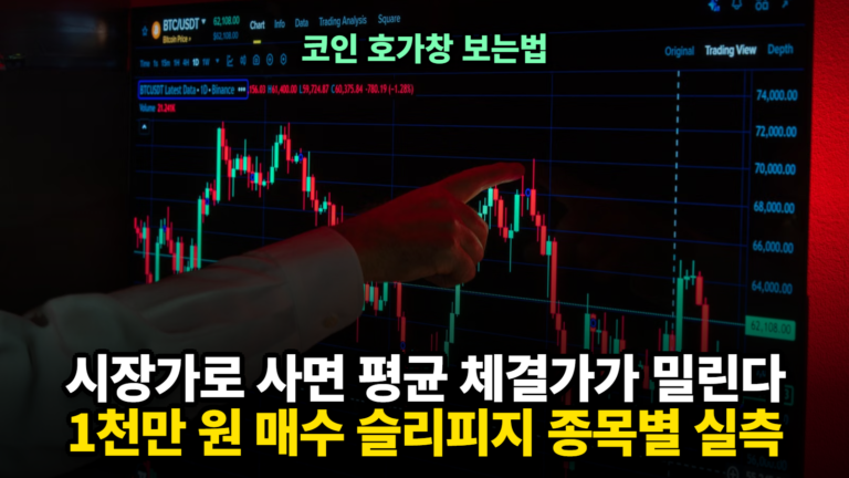 코인 호가창 보는법, 코인 호가창 매매 슬리피지 계산기
